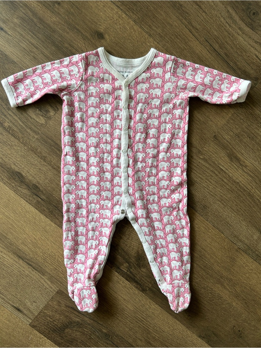 Roller Rabbit Pink and White Elephant Footed One-Piece